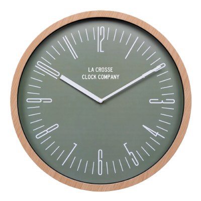16" Round Natural and Green Wall Clock
