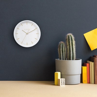 6" Round White and Gold Wall Clock