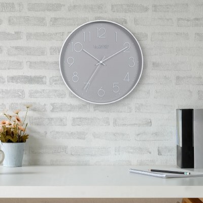 12" Round White and Gray Wall Clock