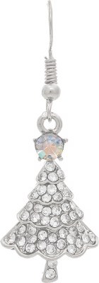 Silver Toned Polystone Bling Christmas Tree Earrings