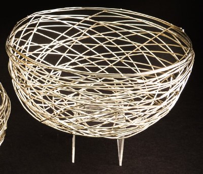 10" Round Silver Woven Metal Basket