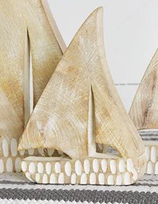 Small Whitewash Wood Sailboat Statue