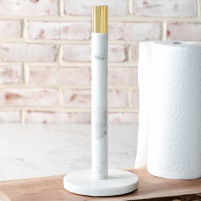 14" White Marble Paper Towel Holder