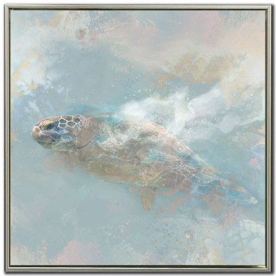 24" Sq Oceanic Turtle 2 Coastal Canvas Framed