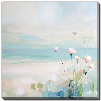 18" Sq Blue Waters 1 Wrapped Coastal Canvas