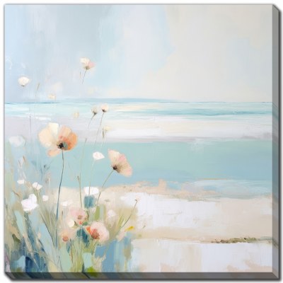 18" Sq Blue Waters 2 Wrapped Coastal Canvas