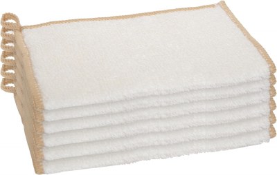 Set of Six 7" x 9" White and Khaki Dish Cloths
