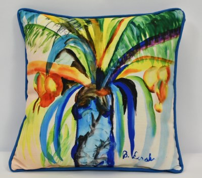 12" Sq Palm Tree and Coconuts 2 Decorative Tropical Indoor/Outdoor Pillow