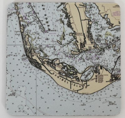 4" Sq Sanibel Island Map Coaster