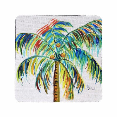 4" Sq Multicolor Palm Tree Tropical Coaster