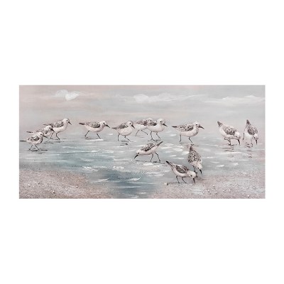 24" Sea Birds on the Shore Coastal Wrapped Canvas