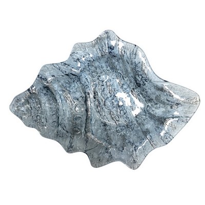 12" Blue Glass Conch Shell Dish