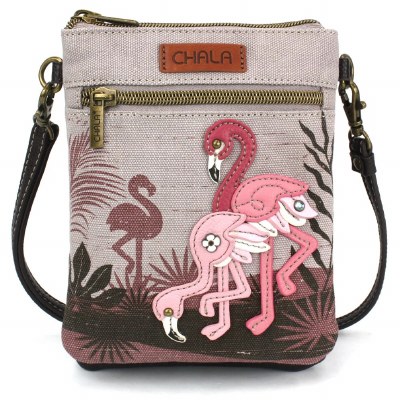 8" x 6" Double Pocket Flamingo Crossbody Purse