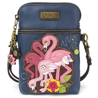7" x 4" Blue Flamingo Group Cellphone Crossbody Purse