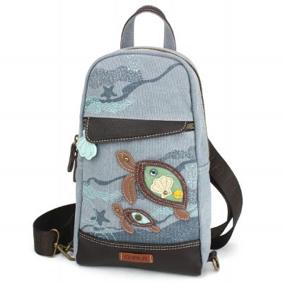 12" x 8" Indigo Sea Turtles Canvas Sling Bag