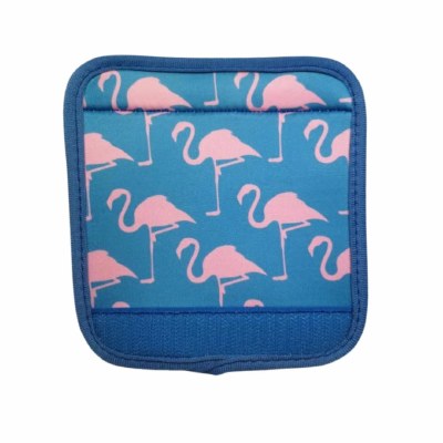 Blue and Pink Flamingo Luggage Handle Wrap