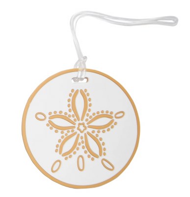 Biege and White Sand Dollar Luggage Tag