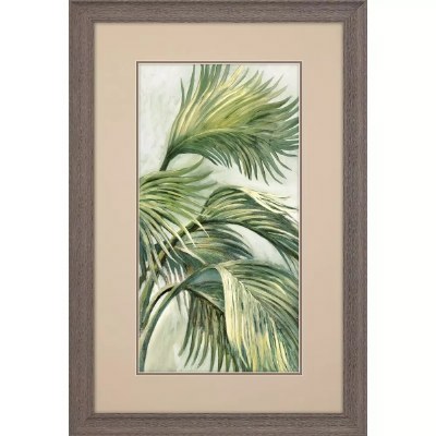 33" x 21" Six Palm Fronds in the Summer Breeze Framed Tropical Print Under Glass
