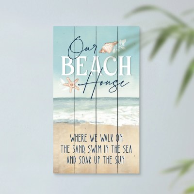 24" x 14" "Our Beach House" Coastal Wall Art Plaque