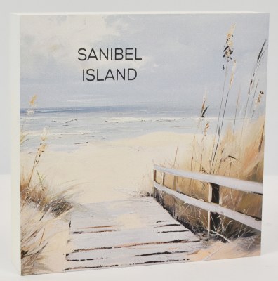 6" Sq "Sanibel Island" Boardwalk on the Beach Coastal Plaque
