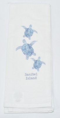 28" x 16" "Sanibel Islan" Blue Sea Turtle Coastal Kitchen Towel