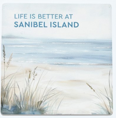 4" Sq "Life is Better at Sanibel Island" Coastal Ceramic Coaster