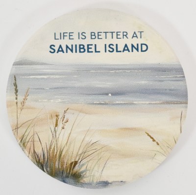 3" Round "Life is Better at Sanibel Island" Coastal Car Coaster