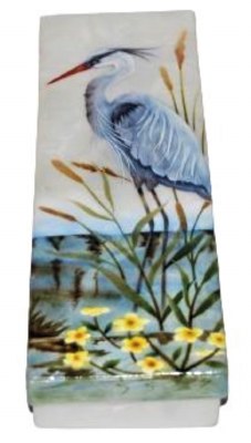 9" x 3" Blue Heron Coastal Capiz Box