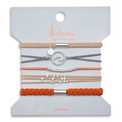 Set of Five Large "Celebrate" Wave Hair Tie/Bracelets