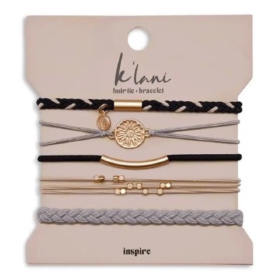 Set of Five Medium "Inspire" Flower Hair Tie/Bracelets