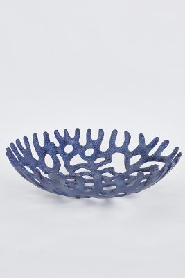 18" Round Navy Metal Coral Bowl