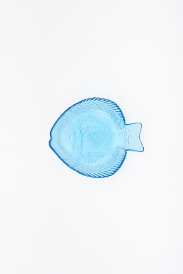 8" x 10" Blue Glass Fish Shaped Bowl