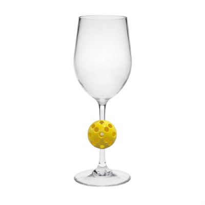 Yellow Pickleball Acrylic Wine Glass
