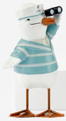 6" Coastal Seagull Holding a Binoculars Polystone Figurine