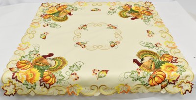 36" Sq Turkey Fall & Thanksgiving Table Topper