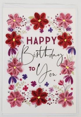 Pink Flower Quilling Card