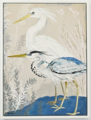34" x 24" Two Coastal Birds Canvas in a White Frame