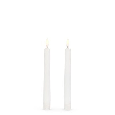 Set of Two 7" LED White 3D Flame Luminesce Taper Candles