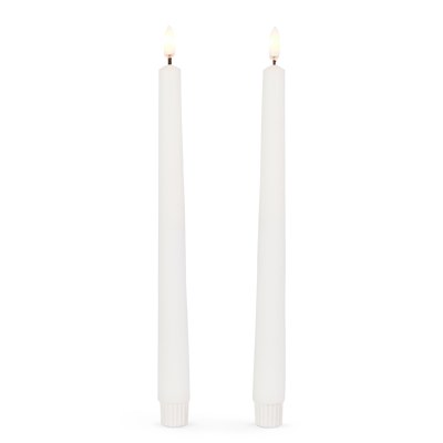Set of Two 11" LED White 3D Flame Luminesce Taper Candles