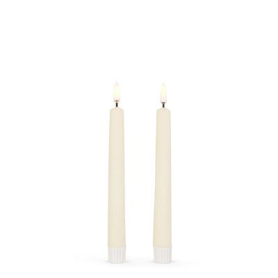 Set of Two 7" LED Ivory 3D Flame Luminesce Taper Candles
