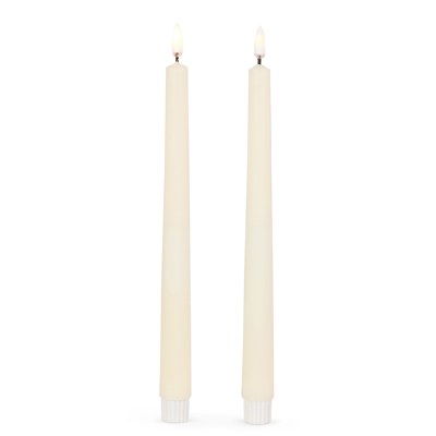Set of Two 11" LED Ivory 3D Flame Luminesce Taper Candles