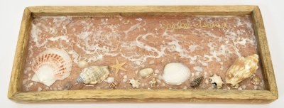 "Sanibel Island" Rectangle Wood Tray With Sea Shells