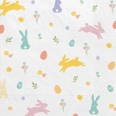 6.5" Square Multipastel Easter Eggs Lunch Napkins