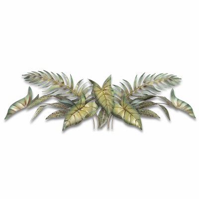 12" x 41" Tropical Foliage Swag Coastal Metal Wall Art Plaque MM079