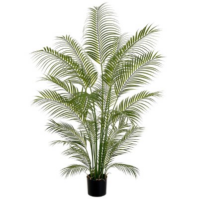 6' Faux Green Areca Trere in a Black Plastic Pot