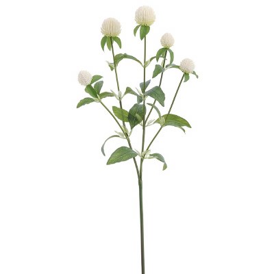 26" Faux Cream Globe Thistle Spray