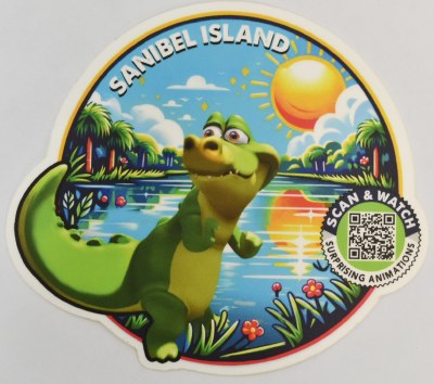 Sanibel Island Round Alligator Sticker