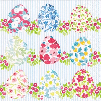 5" Square Floral Easter Eggs Beverage Napkins