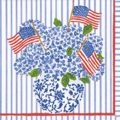 5" Square Flags and Hydrangea Beverage Napkins