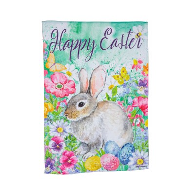 18" x 13" "Happy Easter" Brown Bunny Mini Easter Garden Flag